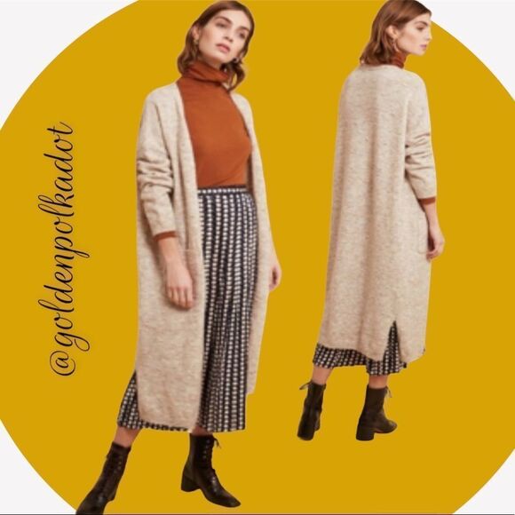 Frnch Paris Long pocketed open cardigan Mocha Mousse shacket S/M oversized NWT - Picture 2 of 10